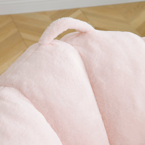 Oversized Shell-Shaped Faux-Fur Giant Bean Bag Chair with Matching Footstool