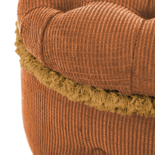 Orange Fringed Button Tufted Storage Ottoman Bench, 29.5 Inch Upholstered End of Bed Bench for Entryway Bedroom