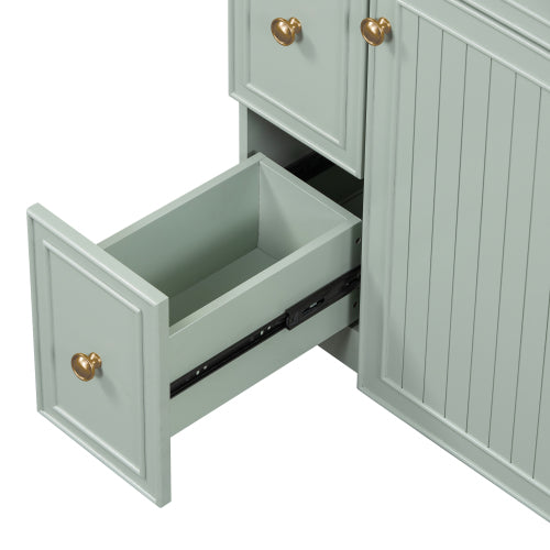 24-Inch Bathroom Vanity Cabinet with Ceramic Sink, 2 Drawers, 1 Door