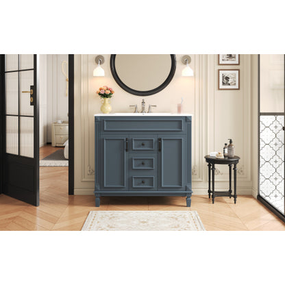 36'' Bathroom Vanity with Top Sink, Modern Bathroom Storage Cabinet with 2 Soft Closing Doors and 2 Drawers, Single Sink Bathroom Vanity