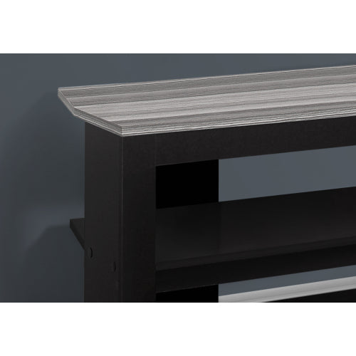 42 Inch Black Grey Two-Tone Laminate TV Console with Dual Open Storage Shelves