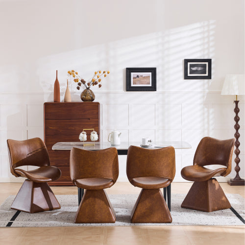 Set of 2 Swivel Dining Chairs, Modern Faux Leather High Back Accent Chairs, 33inch  Tall