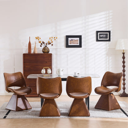 Set of 2 Swivel Dining Chairs, Modern Faux Leather High Back Accent Chairs, 33inch  Tall
