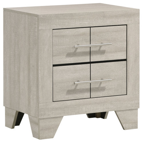 Rustic Cream 2-Drawer Nightstand, MDF Wood Side Table with English Dovetail Drawers
