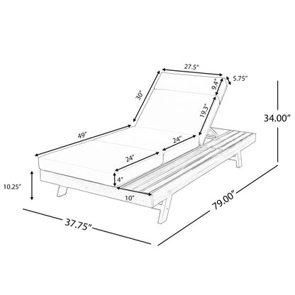 FOLDABLE ACACIA WOOD LOUNGE CHAIR WITH ADJUSTABLE BACKREST & FLAT STORAGE SURFACE, TEAK FINISH UNCUSHIONED, FOR BACKYARD POOL GARDEN PATIO