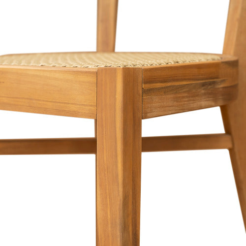 Netro Acacia Wood Dining Chair with Light Brown Wicker