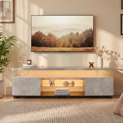 Gray and Black 55 inch LED TV Stand with Storage Cabinet