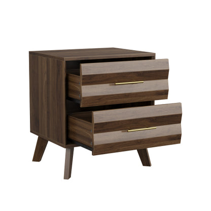 Walnut 2-Drawer Medieval Modern Nightstand
