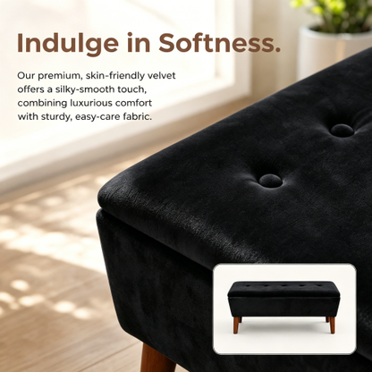 42 inch Linen Ottoman Bench with Wood Legs, Modern Entryway Seat