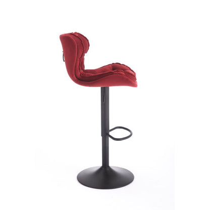 Set of 2 Bar Stools with powder Footrest and Base Swivel Height Adjustable Mechanical Lifting Velvet + powder Leg Simple Bar Stool-RED