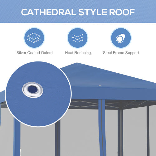 Outsunny 10' x 10' Pop Up Canopy Tent with Netting, Instant Gazebo, Ez up Screen House Room with Carry Bag, Height Adjustable, for Outdoor, Garden, Patio, Blue