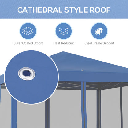 Outsunny 10' x 10' Pop Up Canopy Tent with Netting, Instant Gazebo, Ez up Screen House Room with Carry Bag, Height Adjustable, for Outdoor, Garden, Patio, Blue