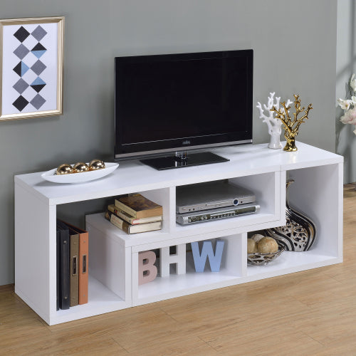 White Multi-purpose Convertible Bookcase L-Shaped Combined Storage TV Cabinet