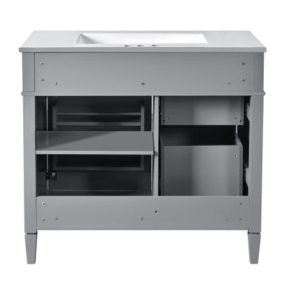 36'' Bathroom Vanity with Top Sink, Modern Bathroom Storage Cabinet with 2 Drawers and a Tip-out Drawer, Single Sink Bathroom Vanity