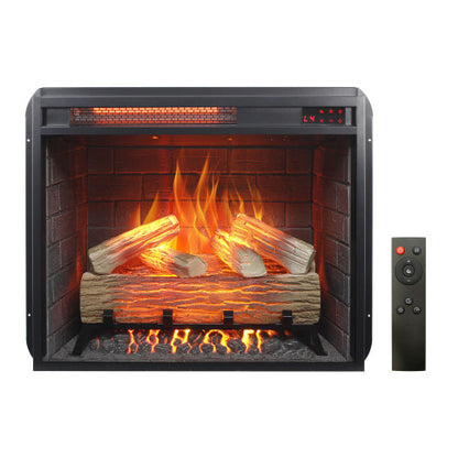 23 inch Infrared heating electric fireplace insert, with log set & realistic flame, remote control with timer, overheating protection