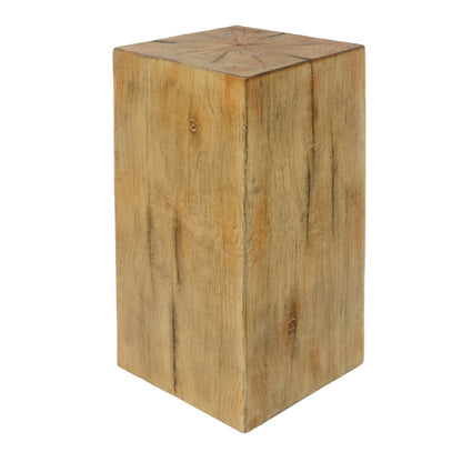 Wood-Look Square-Column MGO End Table, H27.75",Wood-Like Distressed Finish, Mix with Different Heights, Indoor Outdoor Use,Natural Color
