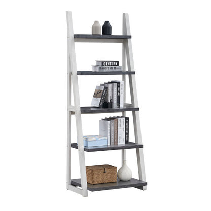 5-Tier Rubber Wood Frame Ladder Bookshelf Multi-Layer Home Living Room Kitchen Storage Rack