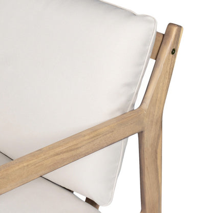 Outdoor Acacia Wood Loveseat with Coffee Table, Light Teak Frame, Beige Cushion