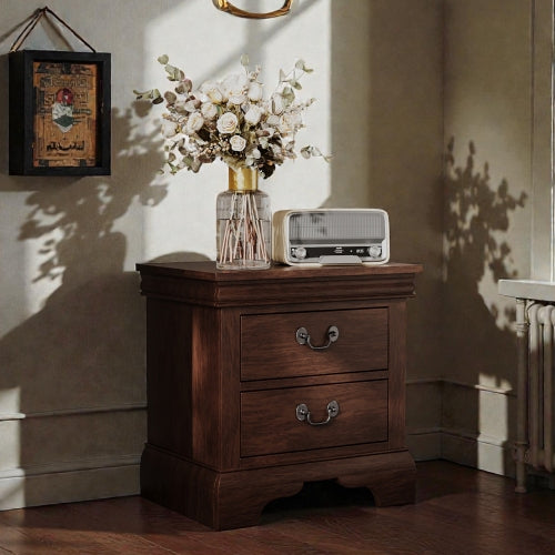 22inch x 16inch x 22.7inch Classic Wooden Nightstand-Cherry