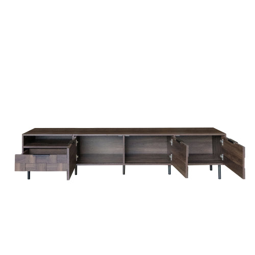 78 Inch Modern TV Stand with Storage Cabinets Walnut Media Console