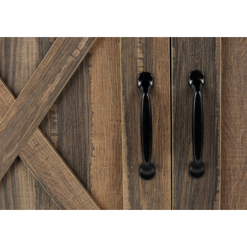 60 Inch Reclaimed Brown Farmhouse TV Console with Sliding Barn Doors & Multi Storage Zones