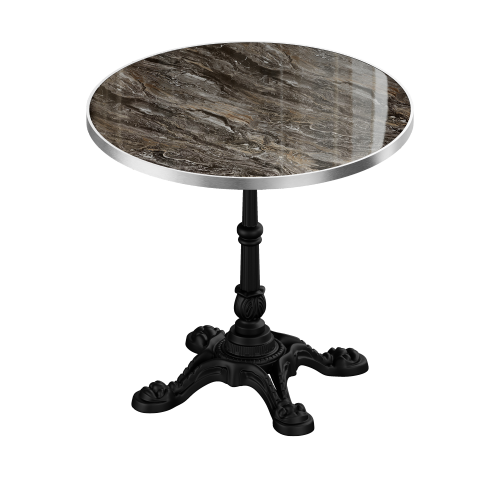 Marble-Look Sintered Stone Square Table - Heavy-Duty Cast Iron Base for Bistro, Cafe, Bar & Home Use