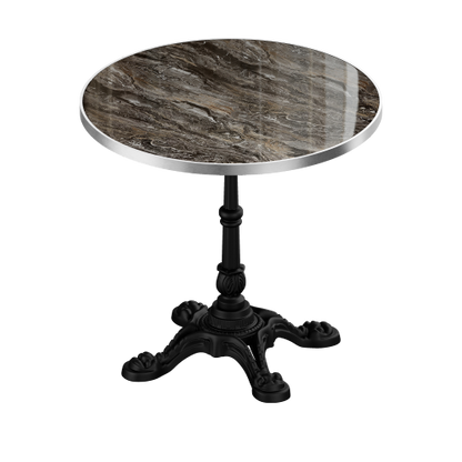 Marble-Look Sintered Stone Square Table - Heavy-Duty Cast Iron Base for Bistro, Cafe, Bar & Home Use