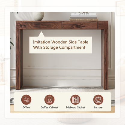 Elegant natural walnut wood grain bar table -50 inches long, a practical choice for modern home decor. Walnut wood grain texture veneer, equipped with double drawers, can be used as both a bar counter