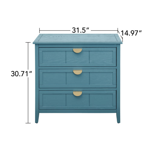 American Style 3-Drawer Storage Cabinet Anti-Tip Design Non-Slip Foot Pad Household Bedroom Study Wooden Chest Cabinet