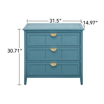 American Style 3-Drawer Storage Cabinet Anti-Tip Design Non-Slip Foot Pad Household Bedroom Study Wooden Chest Cabinet