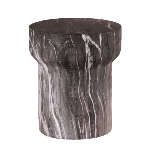 Cement Outdoor End Tables for Patio, GardenAccent Table Faux Terrazzo Accent Table, Modern Small Round Side Tablefor Outside, Tree Stump Garden Stool DrumTable indoor and Outdoor
