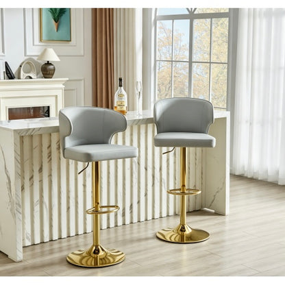 Set of 2 Grey PU Swivel Dining Chairs ,Height Adjustable, 360¡ã Rotation Bar Stools