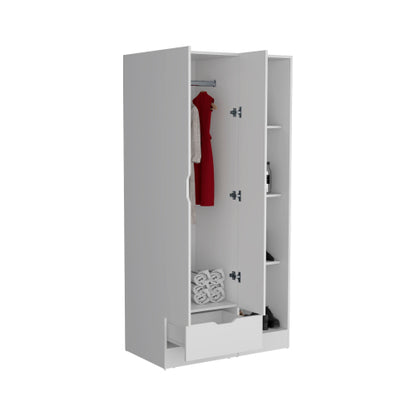 Armoire with 4-Tier Storage Shelves and 1 Drawer White