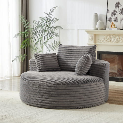 55 inch L Faux-Rabbit-Fur Corduroy Single Sleeper Chair, No Assembly