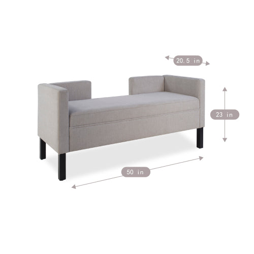 47" Ottoman with Storage,Upholstered Entryway Bench for Bedroom and Living Room,End of Bed Bench with Metal Base, Grey. Modern style