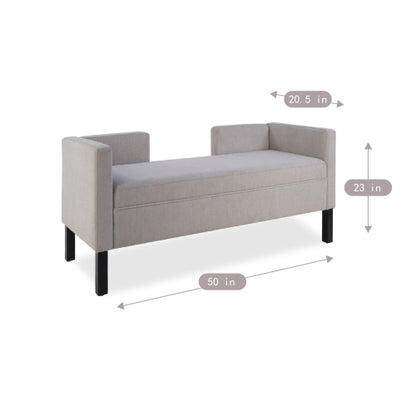 47" Ottoman with Storage,Upholstered Entryway Bench for Bedroom and Living Room,End of Bed Bench with Metal Base, Grey. Modern style