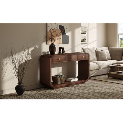 Walnut Classic Curved Leg Console Table With 3 Drawers Home Hallway Cabinet
