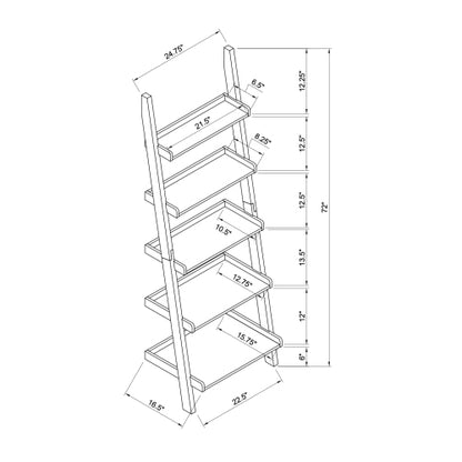 5-Shelf Ladder Bookcase with Multi-Depth Shelves and Side Barriers