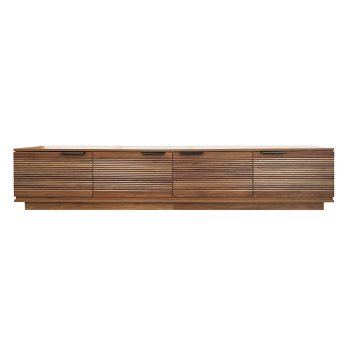 78.7 inch Walnut Sculpted Fluted Full Closed Legless TV Stand Media Console Fits Up To 85 inch TV