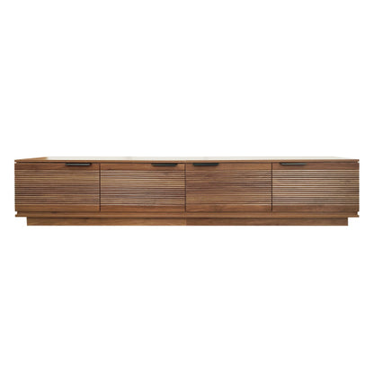 78.7 inch Walnut Sculpted Fluted Full Closed Legless TV Stand Media Console Fits Up To 85 inch TV
