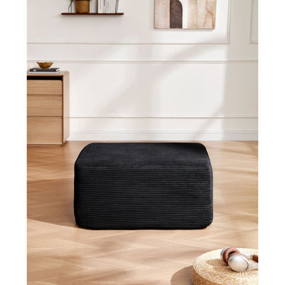 Black Corduroy Modular Ottoman with Soft Fabric Design