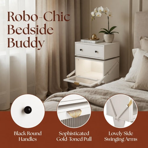 White Robot LED Nightstand