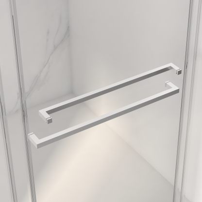 56-60"W x 70"H Frameless Double Sliding Shower Door,5/16" (8mm) Thick SGCC Tempered Clear Glass,Double Side Easy Clean Coat,Brushed Nickel Finished With Buffer