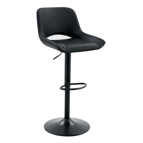 Modern Swivel Adjustable Bar Stools Set - 2 Pack, Black PU Material, with Footrest, Holds Up to 250 lbs, Suitable for Home Bars and Kitchen Islands .