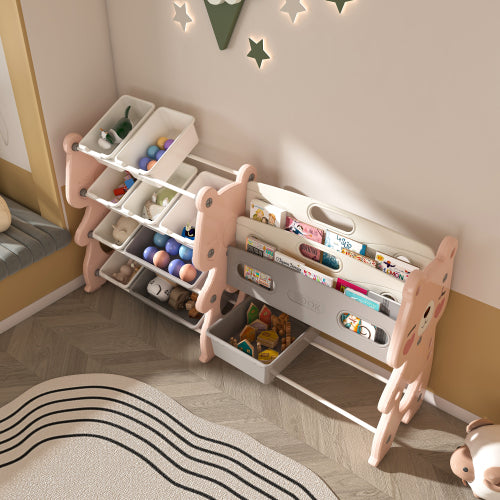 Kids Toy Storage Organizer with Bookshelf and 12 Toy Bins