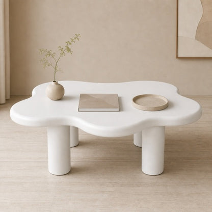 40 Inch White Cloud Coffee Table Modern MDF Living Room Center Table
