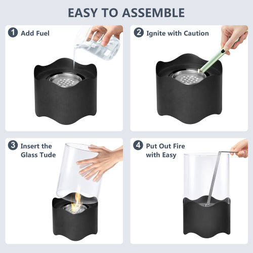 Wave-shaped Tabletop Bio Ethanol Fireplace Indoor Outdoor