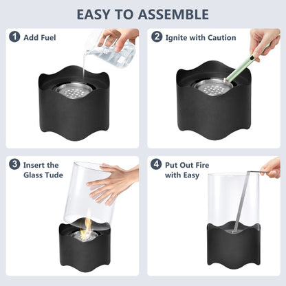 Wave-shaped Tabletop Bio Ethanol Fireplace Indoor Outdoor