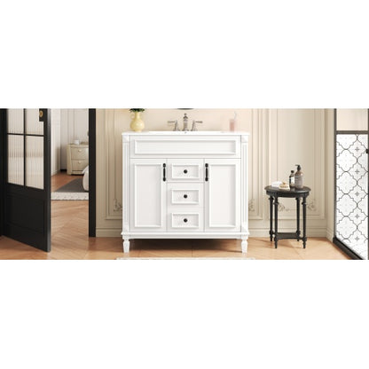 36'' Bathroom Vanity with Top Sink, Modern Bathroom Storage Cabinet with 2 Soft Closing Doors and 2 Drawers, Single Sink Bathroom Vanity