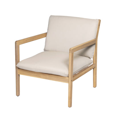 Outdoor Acacia Wood Armchair, Set of 2, Patio Club Chair with Cushions, Light Teak